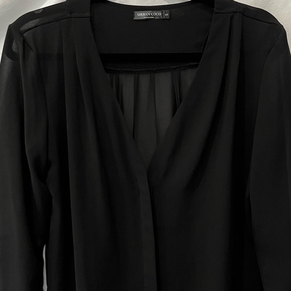 Urban Coco Black Sheer Blouse Size Small - Picture 2 of 6